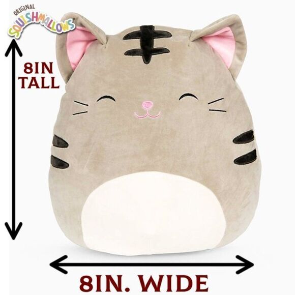 Kellytoy 2018 Squishmallow 8” Tally the Grey Tabby Cat Plush - Picture 5 of 7